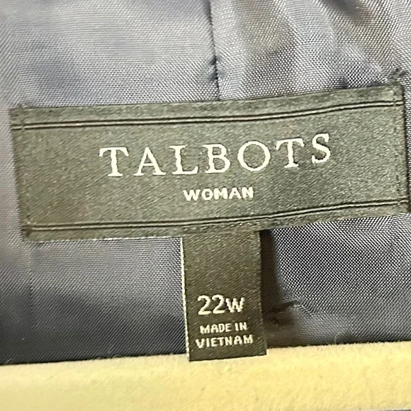 Talbots Woman Navy Blue Velvet High Collar Jacket Blazer Plus 22W Classic Career - Picture 7 of 7